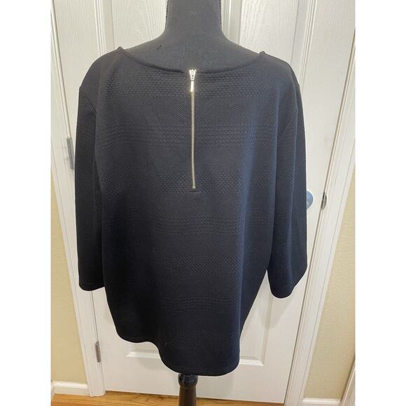 Chico’s Black Textured Boxy Blouse Size XL Career Office EUC - Picture 4 of 9